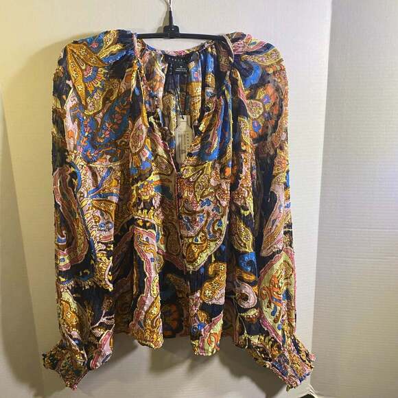 Sanctuary Tops - Sanctuary Blouse Women's Size XS Tapestry‎ Relaxed Boho Flowy Peasant Top NWT
